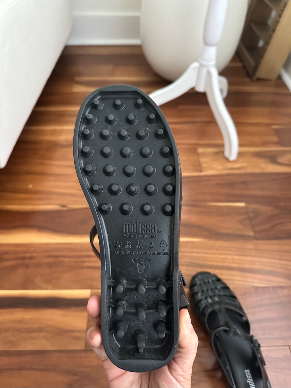 MELISSA LADIES BLACK FISHERMAN GLOSS JELLY SANDALS SIZE 8 - Picture 4 of 8